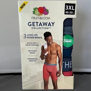 NEW! Fruit Of The Loom Getaway Collection Men’s Boxer Briefs Sz 3XL (48-50”)